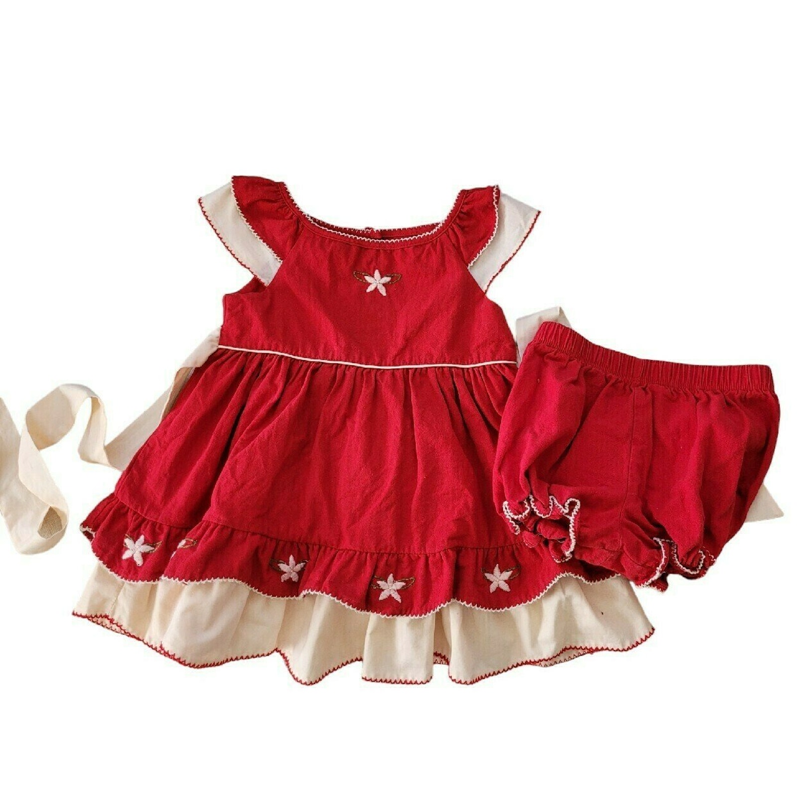 Well Dressed Wolf Classic Good Cheer Poinsettia Dress & Bloomers