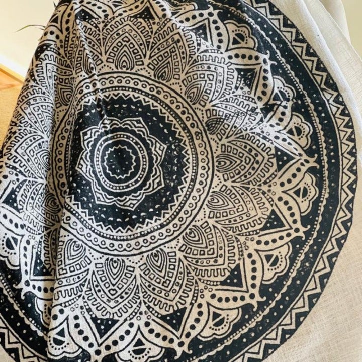 Mandala blanket, Boho throw blanket, Black and white throw, Mud Cloth Throw,