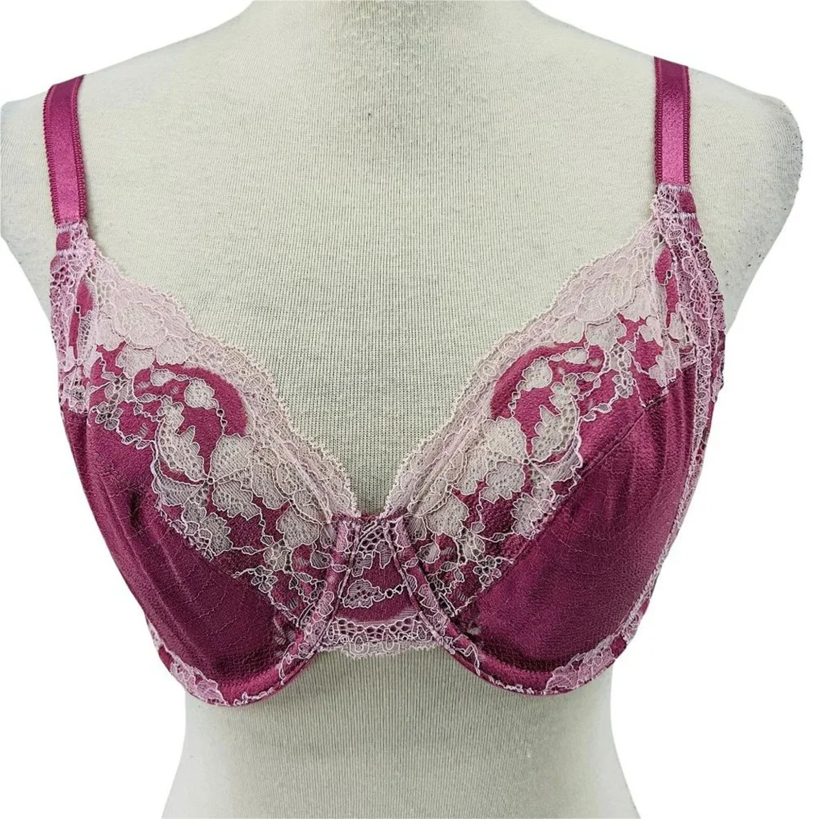 Wacoal Lace Affair Full Figure Underwire Bra 855256 Heather Rose 34DD Feminine