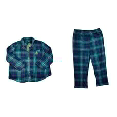 New Lauren Ralph Lauren Womens XL Stitched Crest Plaid Flannel Pajamas Set
