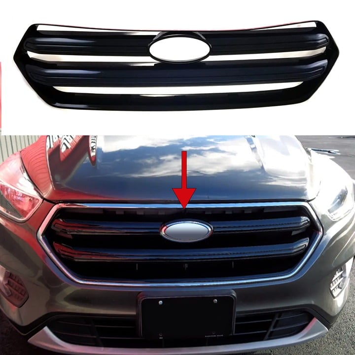 Black 1PC Center Grille Grill Insert Overlay Trim For 2017-2019 Ford Escape