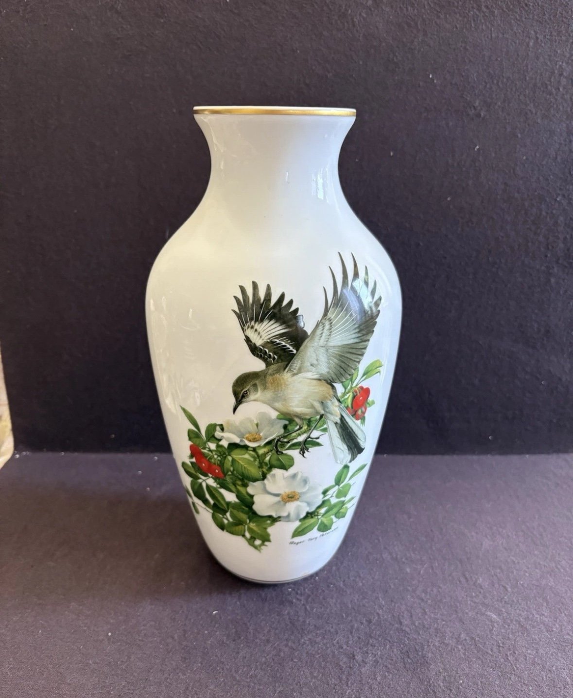 Kaiser W Germany Mockingbird Vase for the Danbury Mint Serial M573 Artist Signed