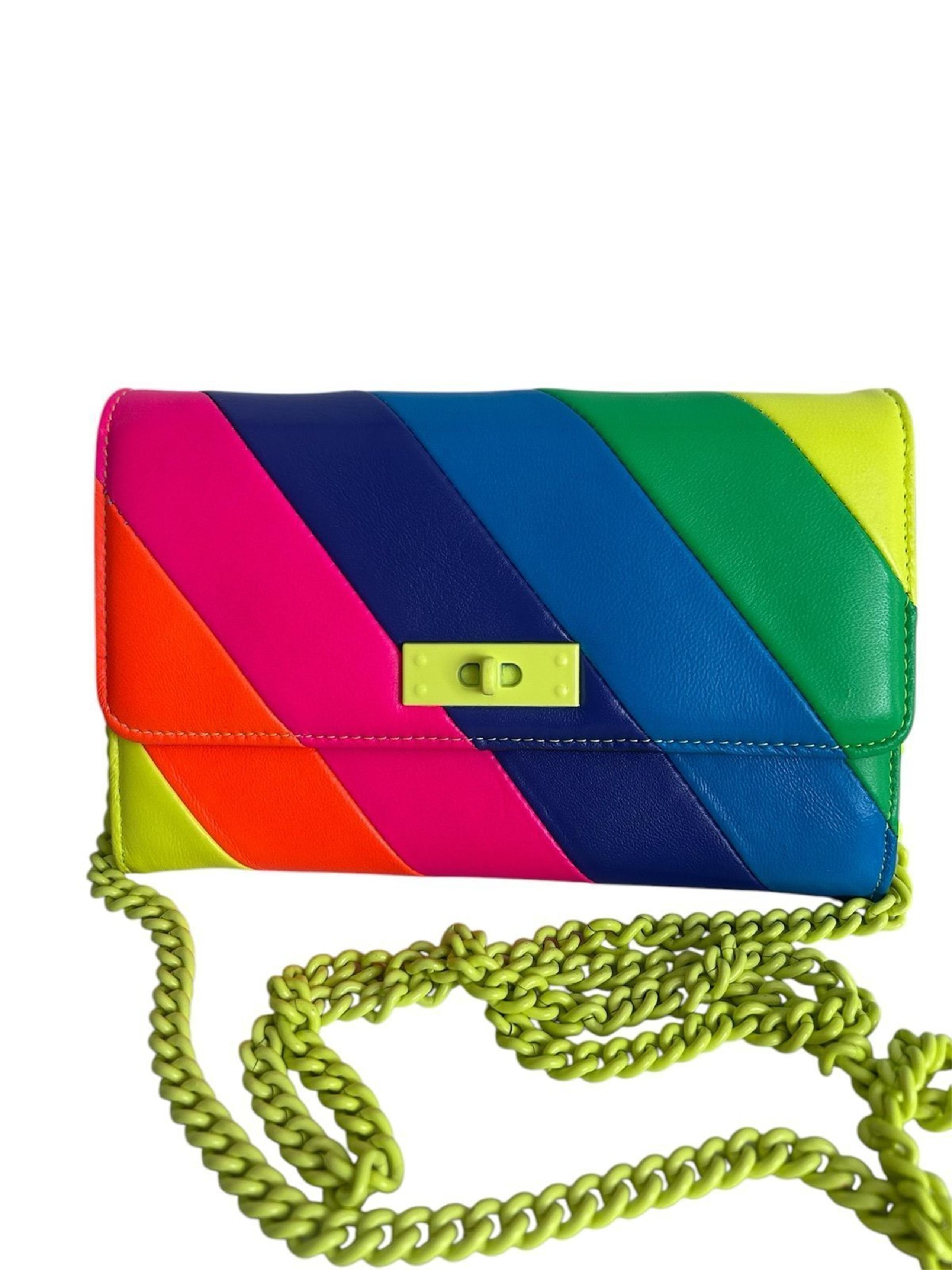 Kurt Geiger London Brixton Chain Yellow Rainbow Multi Wallet Crossbody chain Bag
