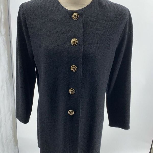 St. John Marie Gray Knit Suit Jacket Black Santana Medium Vintage