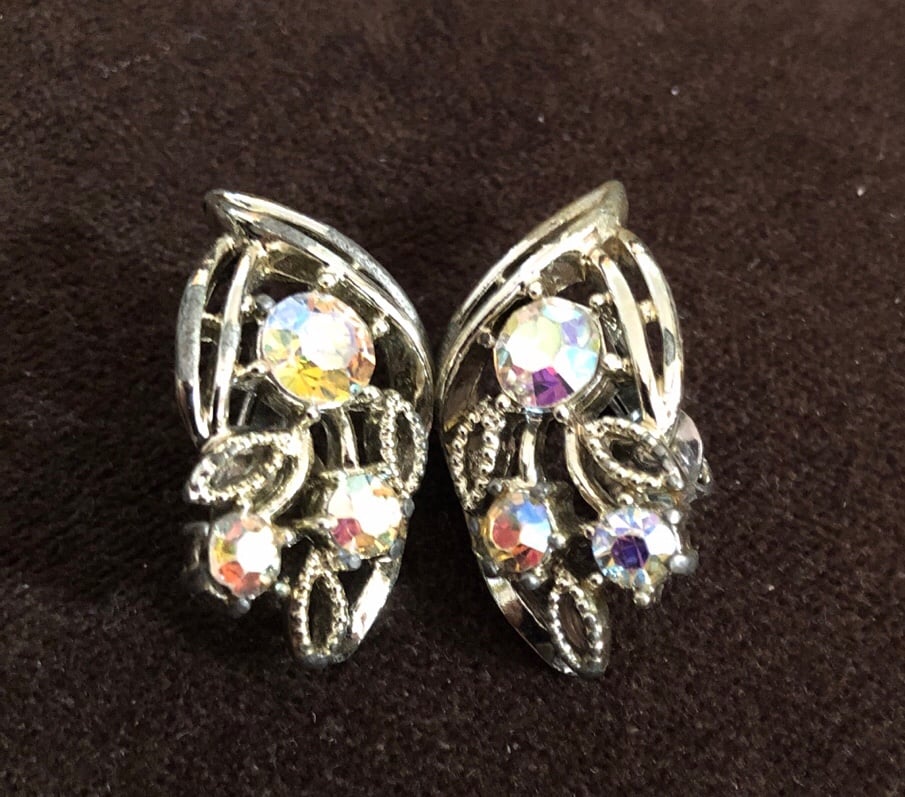 Aurora Borealis clip on earrings