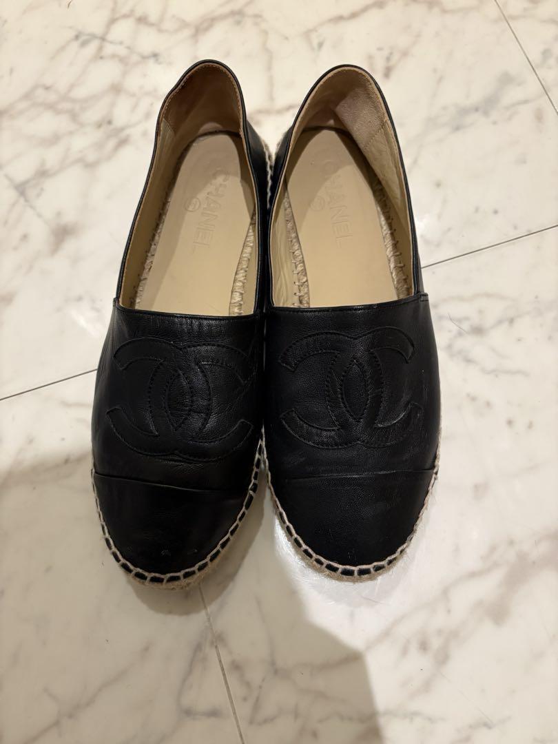 CHANEL Espadrilles, Black, Size 39.0, No Bag