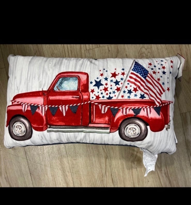 4th of july patriotic truck throw pillow