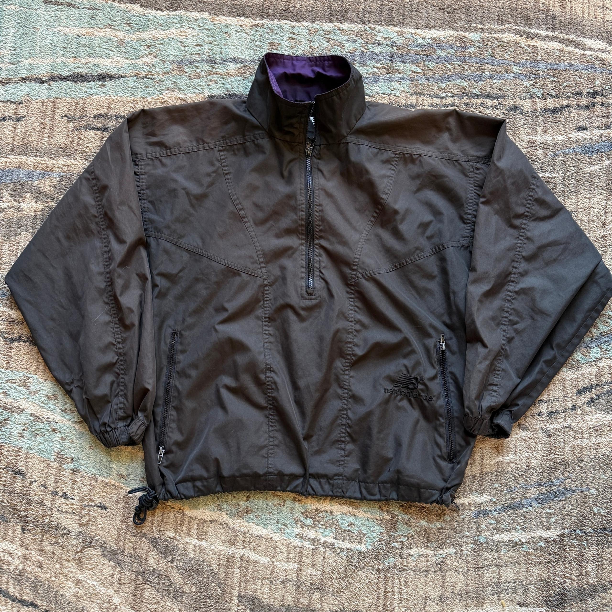 Men's Vintage 90's New Balance Faded Black Purple Running Windbreaker Jacket S