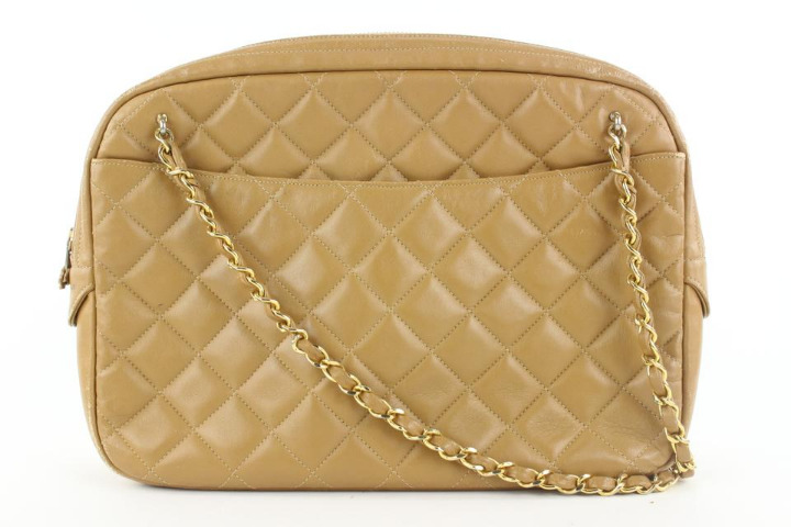 Chanel Light Brown Tan Quilted Leather