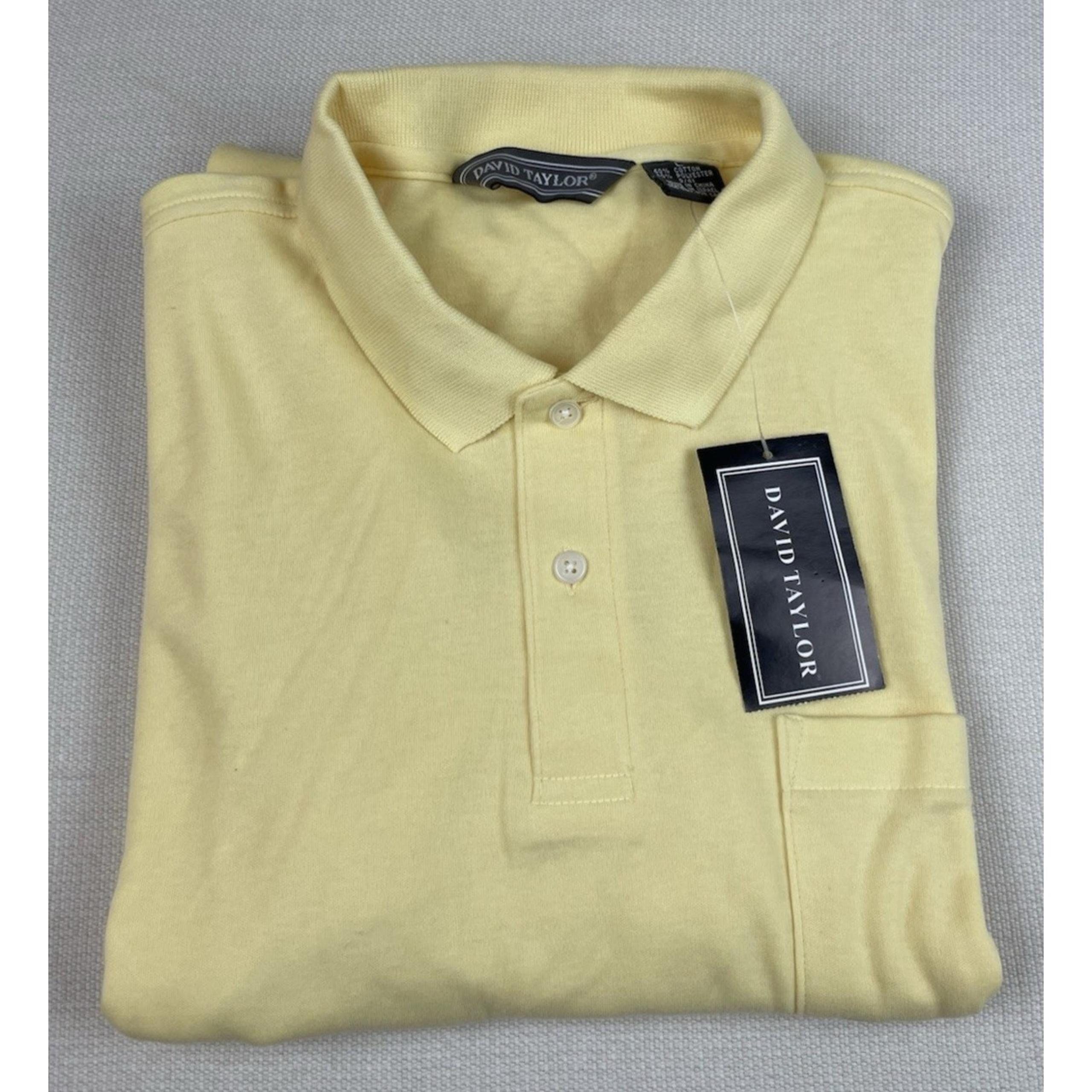 David Taylor Mens Yellow Polo Shirt  Preppy Weekend Size Large Cotton Blend NWT
