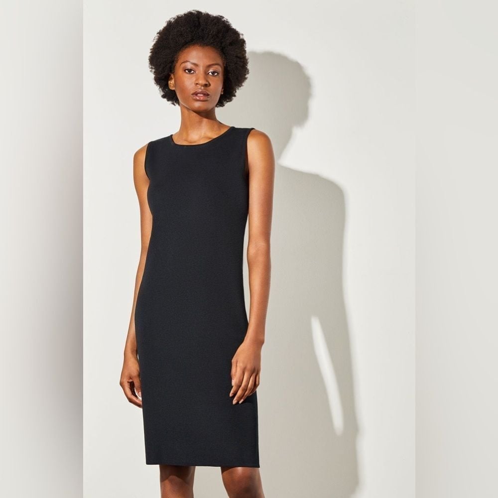 Ming Wang Women's Crew Neck Black Knit Tank Sheath Dress- Size XS