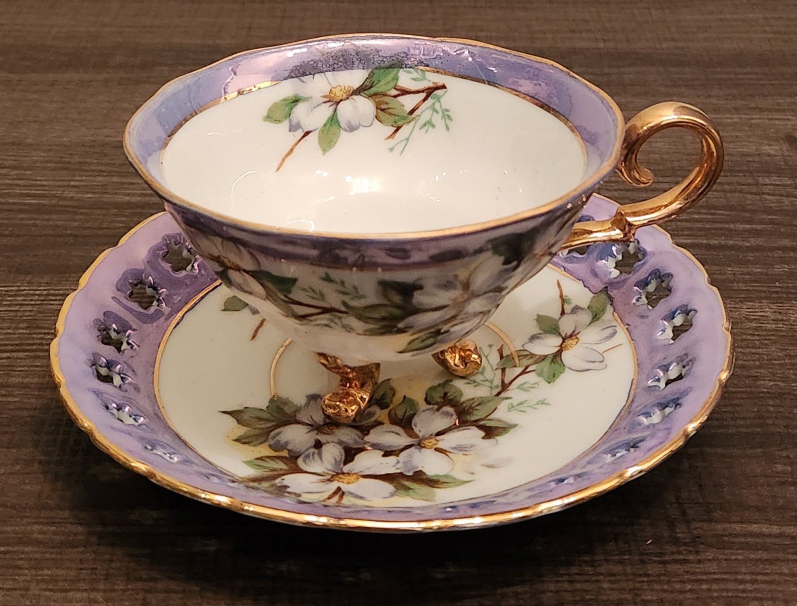 1 Vintage Norleans Japan Footed Tea Cup and Saucer