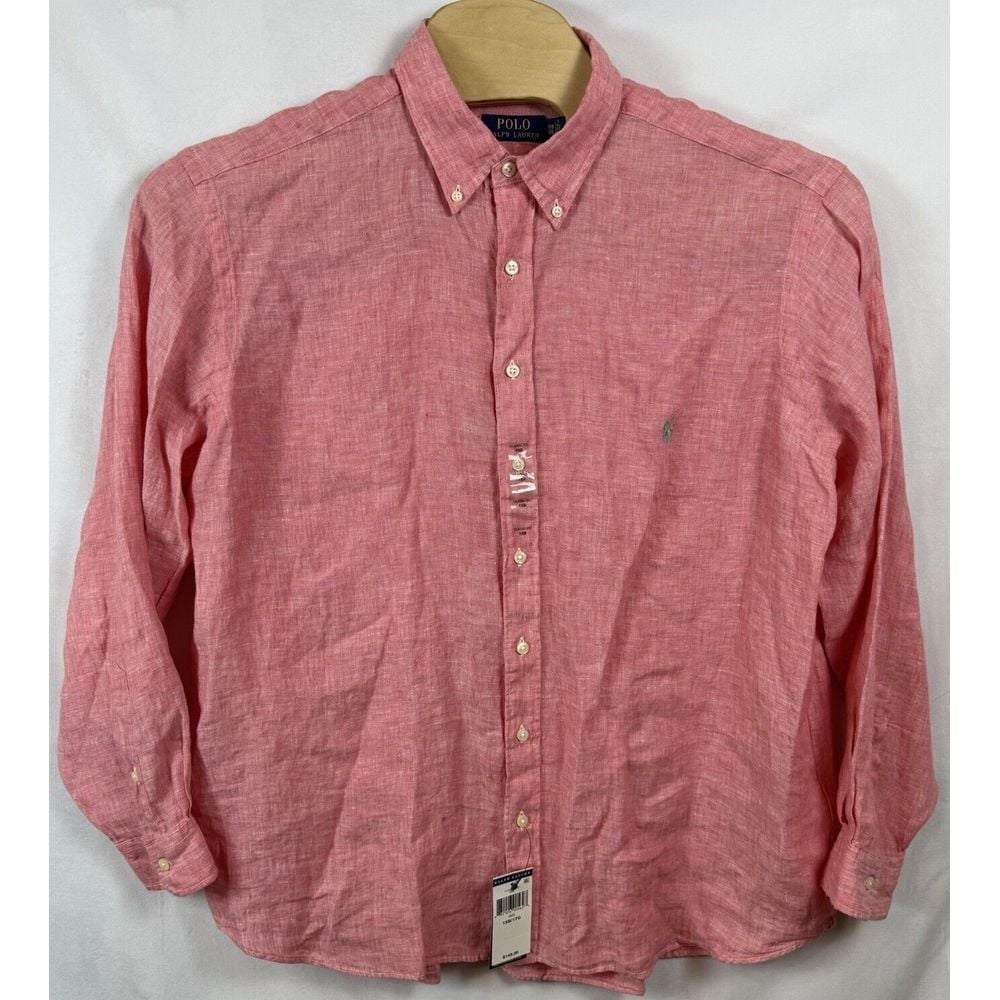 Polo Ralph Lauren Linen Button-Down Shirt Mens Size 1XB Pink Casual Classic Fit