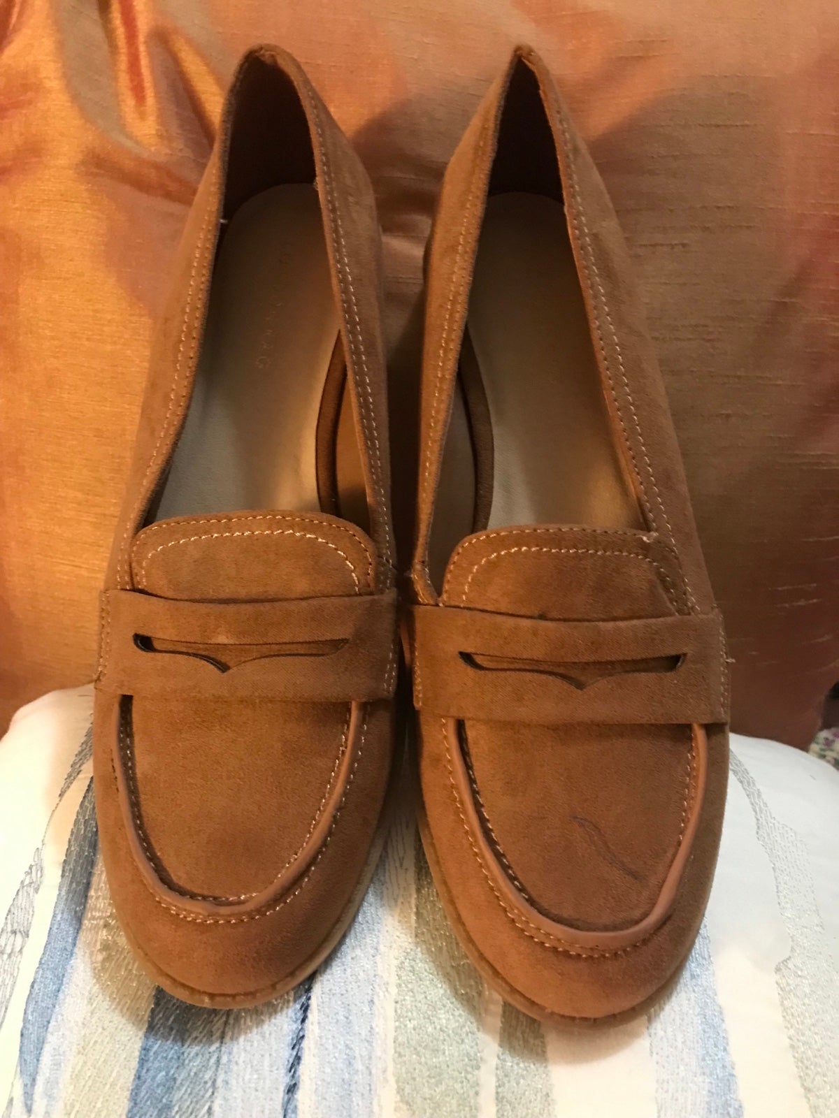 Tan suede loafers