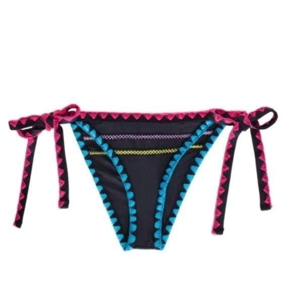 SAME SWIM Women's The Tease Side Tie Bottom in Noir Papillon Multi Size XS