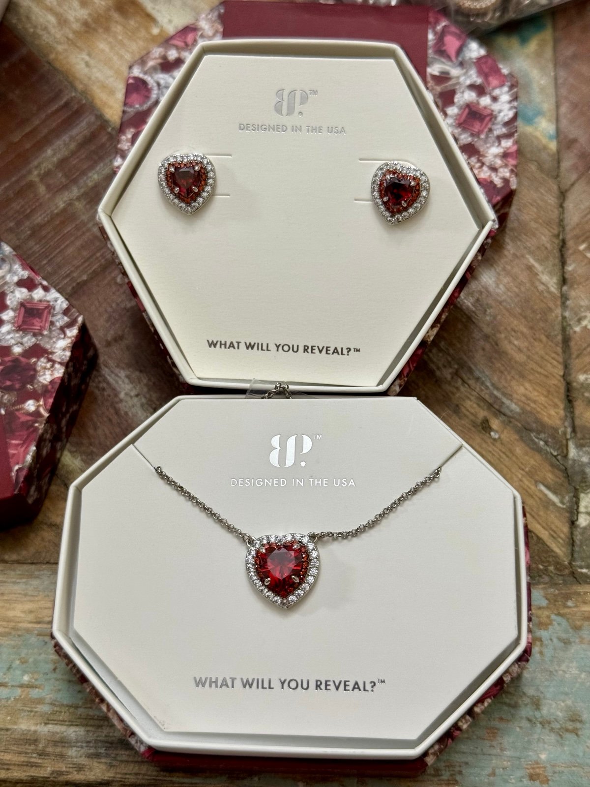 Bomb Party January HEARTS ON FIRE SET! Necklace and Earrings!
