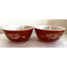 Set of 2 Vintage 1970's Pyrex Nesting Mixing Bowl 2.5L #403 Autumn Harvest Wheat