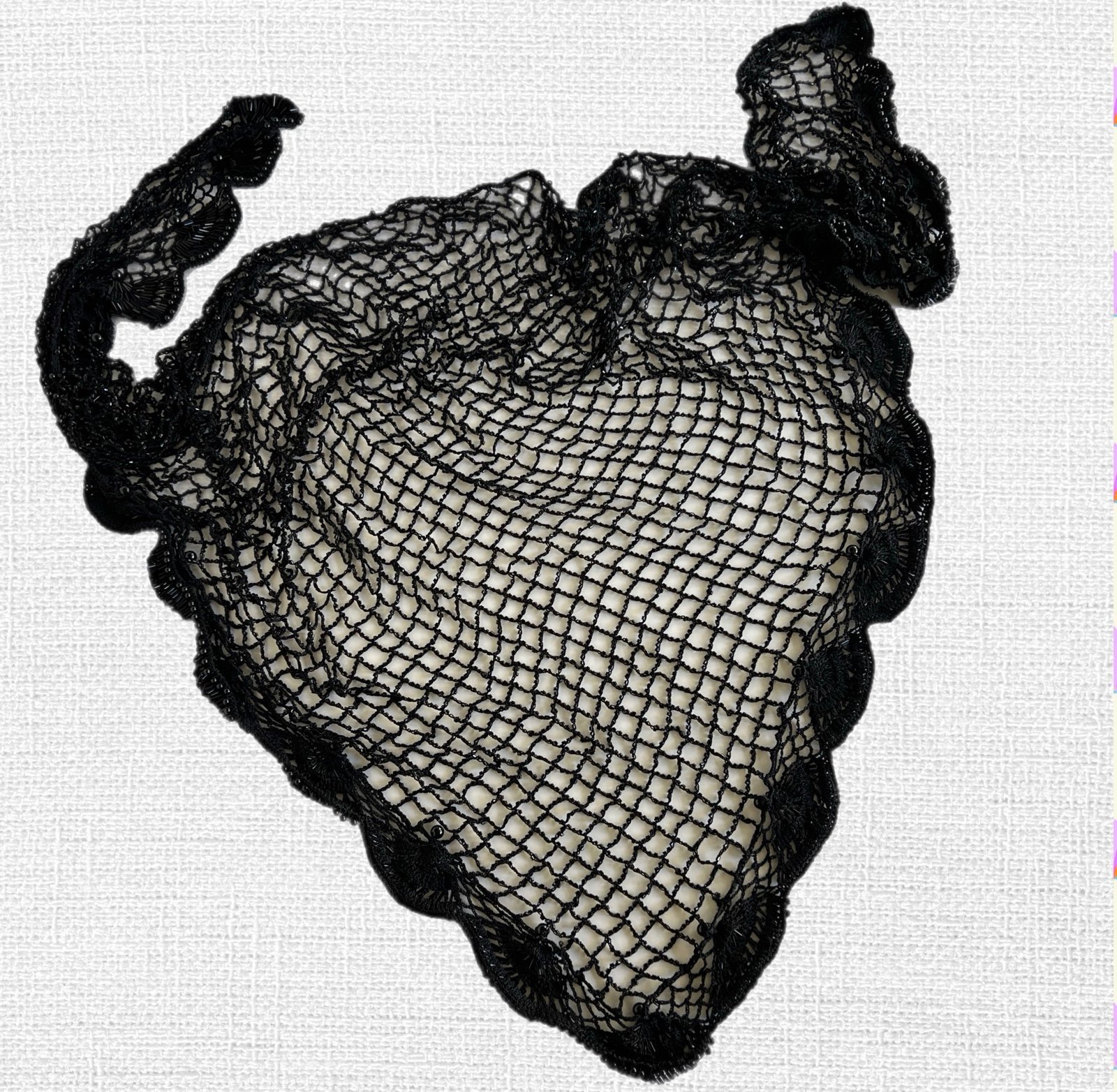 Black ornate beaded shawl scarf