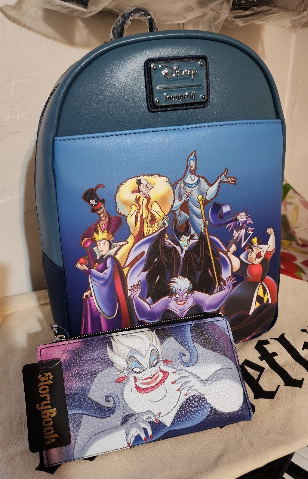Loungefly Disney Villains Full cast Blue Ombre mini bckpck set *Choice of Wallet