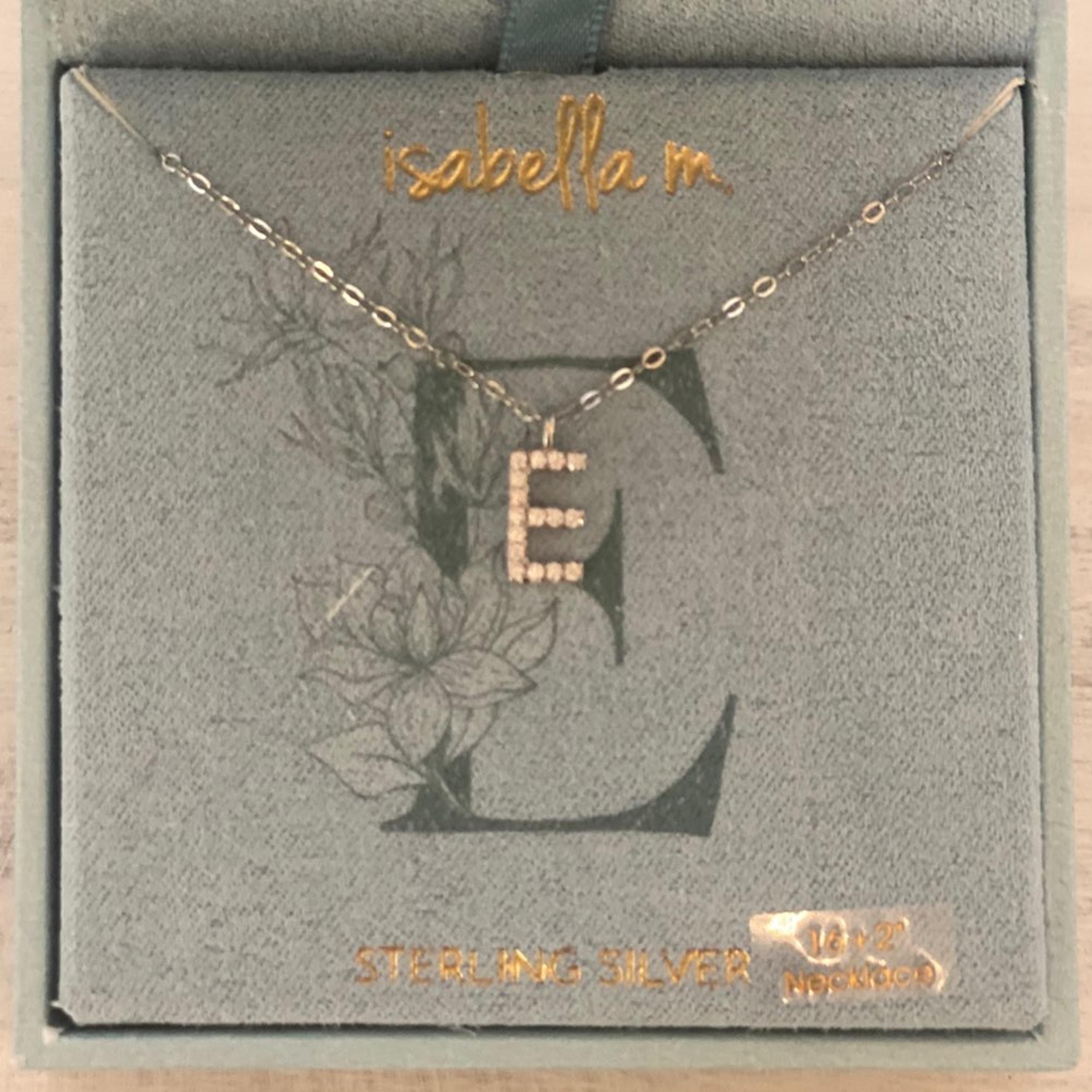 Isabella M "E" Initial Necklace