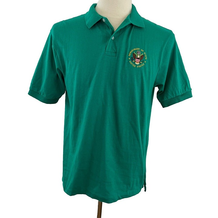 Vintage Velva Sheen Men's L Polo Top Shirt United States Department of S/S