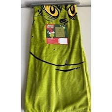 Dr. Seuss The Grinch Green Face Holiday Christmas Soft Throw Blanket 50 X 60”
