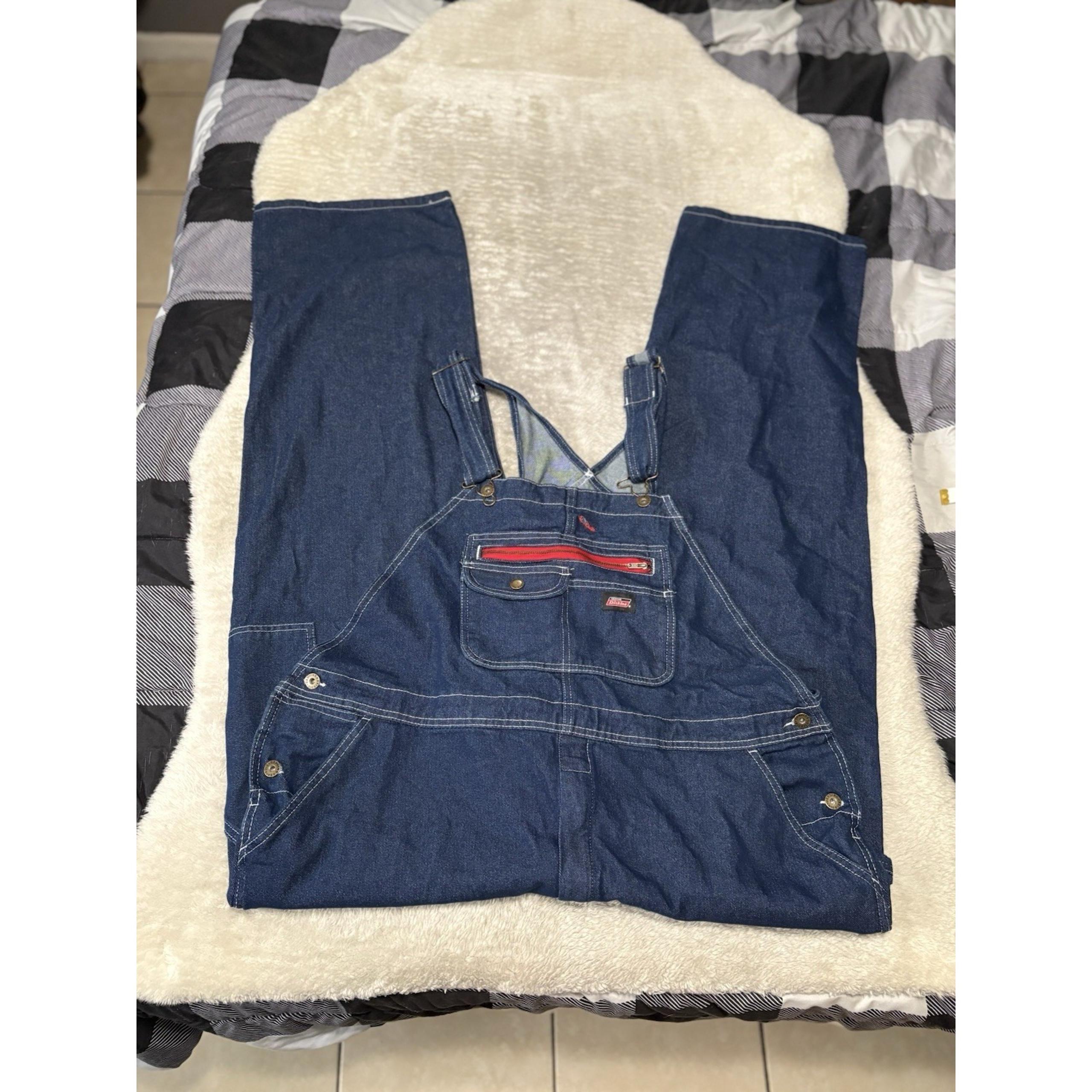 NWT Dickies Durable Bib Overalls Denim Jeans Blue Men's XL R Carpenter Pants