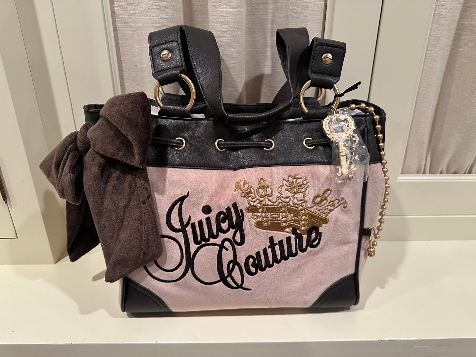 Juicy Couture Key To Juicy DayDreamer Tote Purse Dusty Blush Pink and Brown *NWT