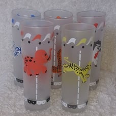 Libbey vintage frosted set of 5 hi-ball glasses