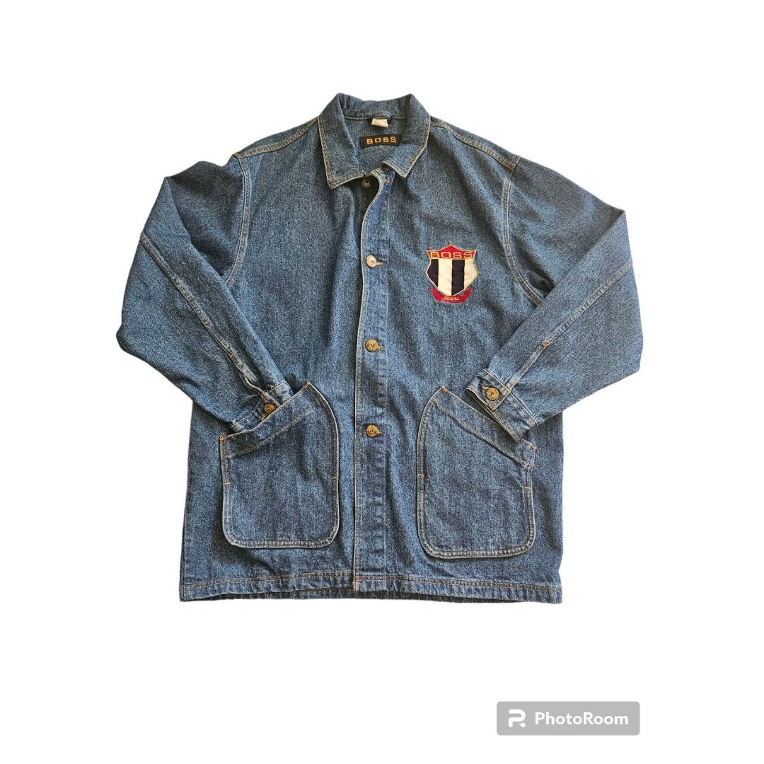 HUGO BOSS JEANS Blue Denim Button Up Jacket Vintage Men's Coat size XL RARE
