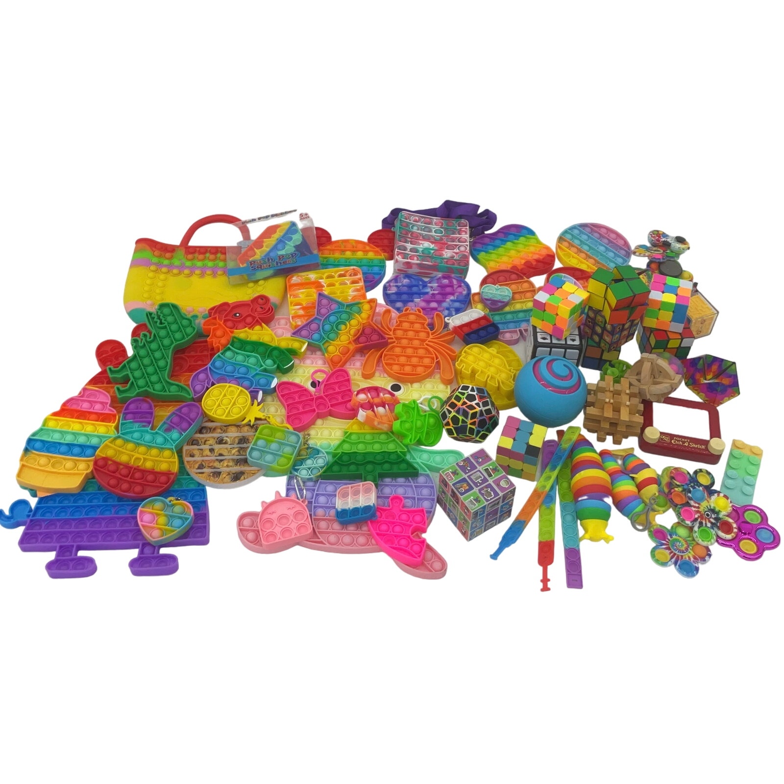 10 lbs Mixed LOT Fidget Sensory Autism Colorful Rainbow Pop Its Spinners Toys