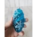 Vintage radko shiny Brite pinecone blue snowflake glitter glass ornament Xmas tr