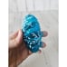 Vintage radko shiny Brite pinecone blue snowflake glitter glass ornament Xmas tr