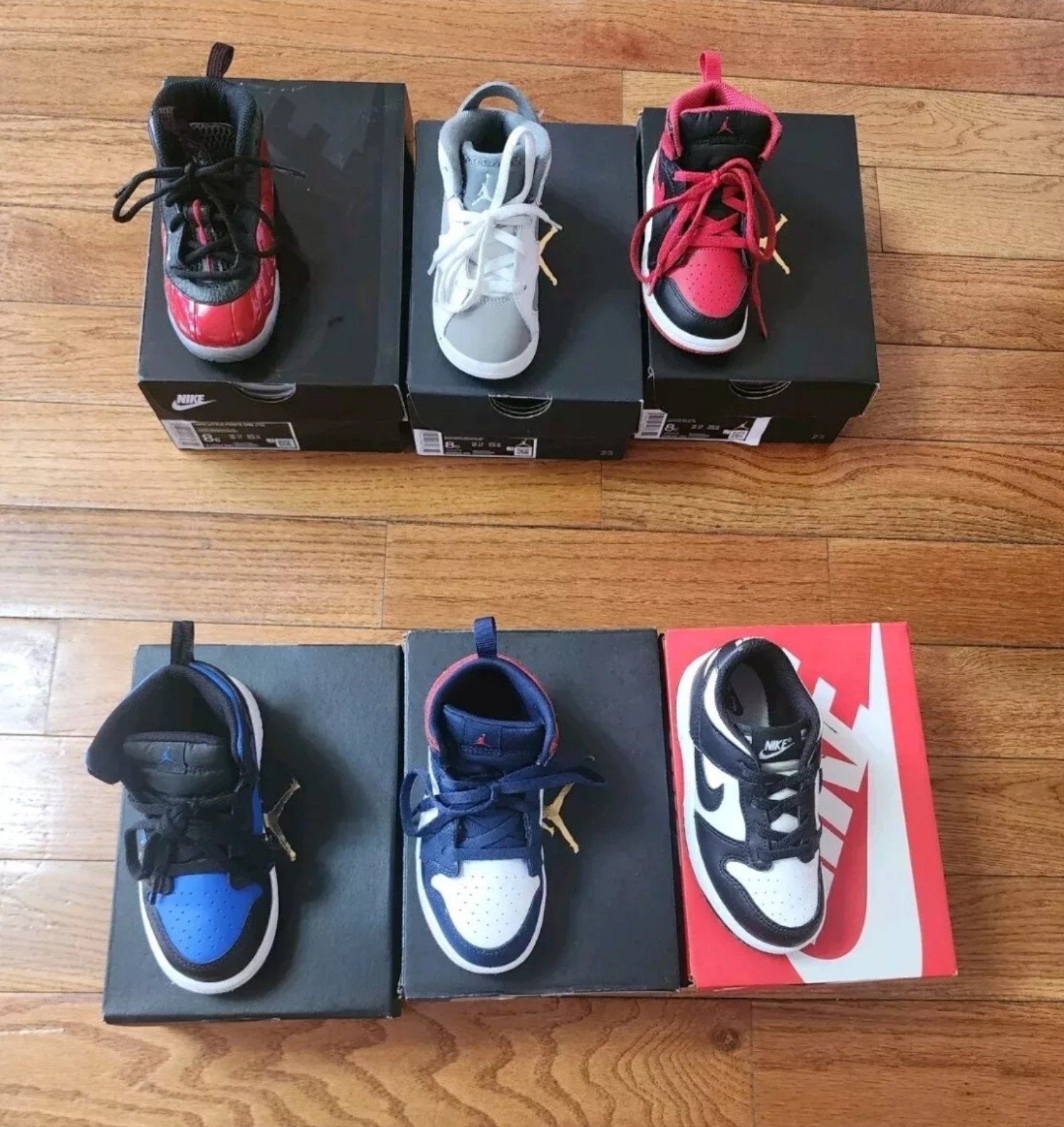400 Retail 6 Pairs of Nike & Jordan Toddler Sneakers In 8C & 9C Bundle Deal