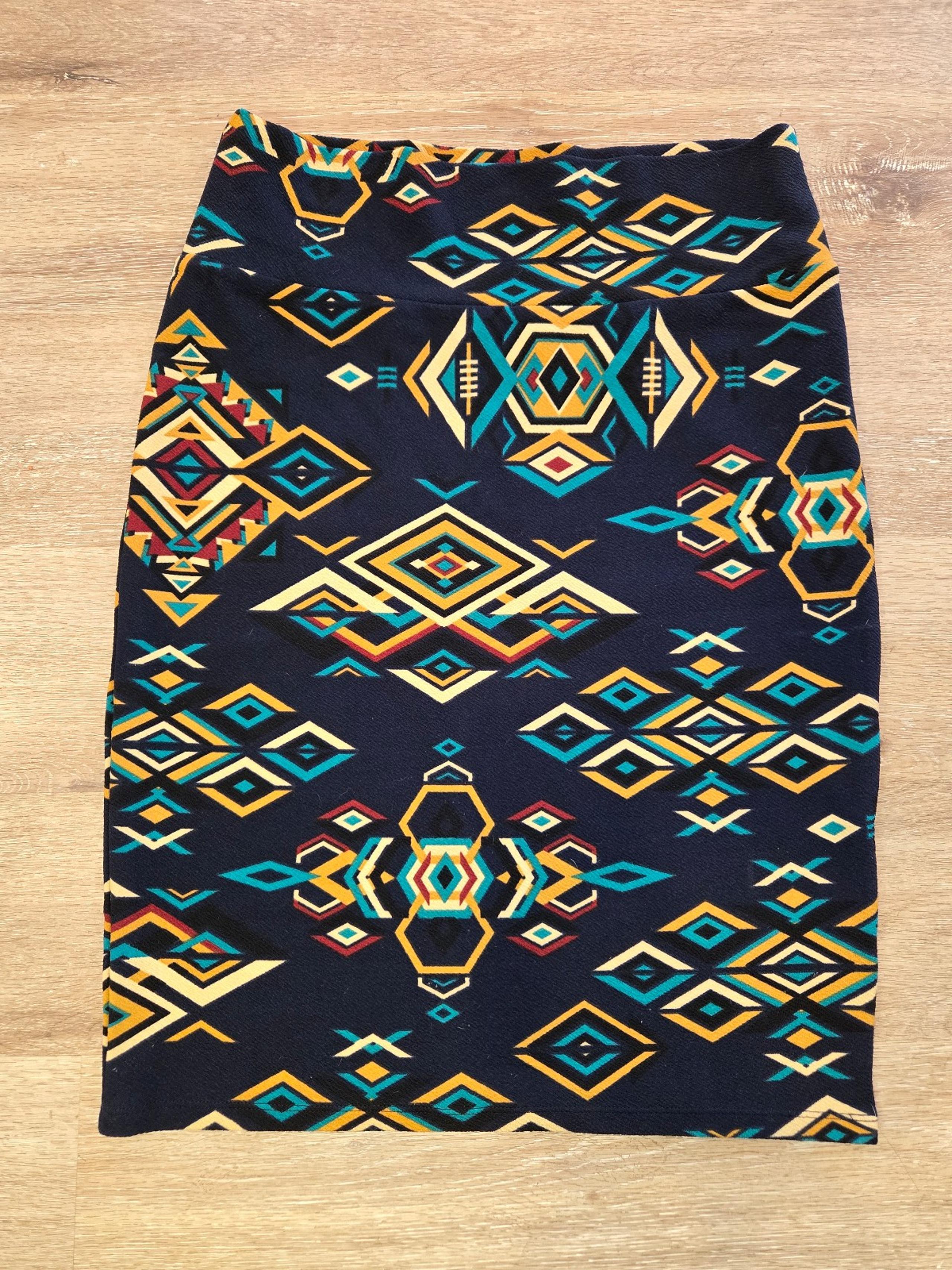 Lularoe Women's Cassie Style Pencil Skirt - Aztec Print - Size Medium