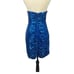 La Femme sequined blue mini formal dress sweetheart neckline ruched