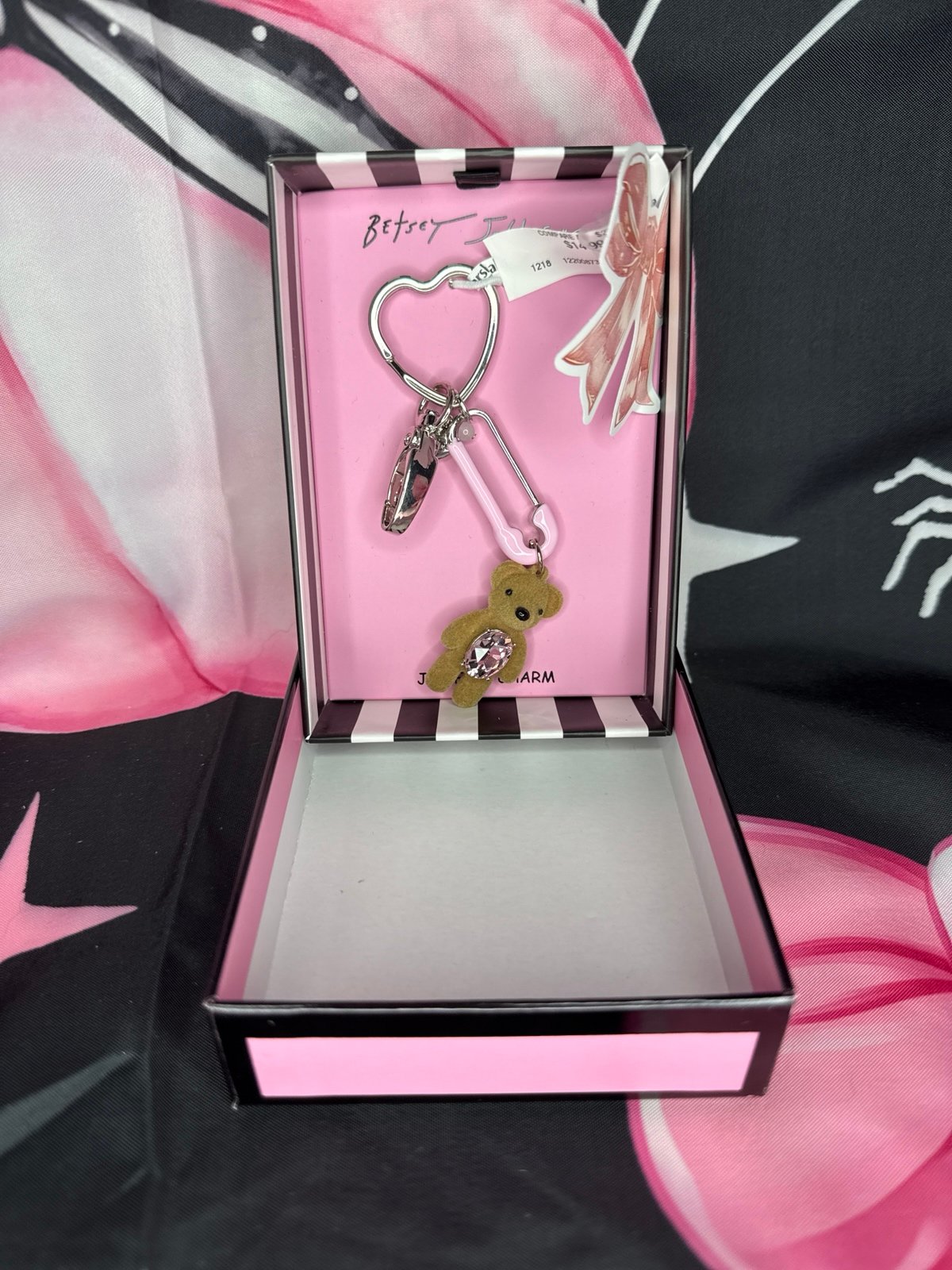 Betsey Johnson Teddy Bear Bag Charm Keychain BNWB