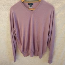 Peter Millar Lavender V-Neck Two Tone Collar Pullover Sweater Made in Italy