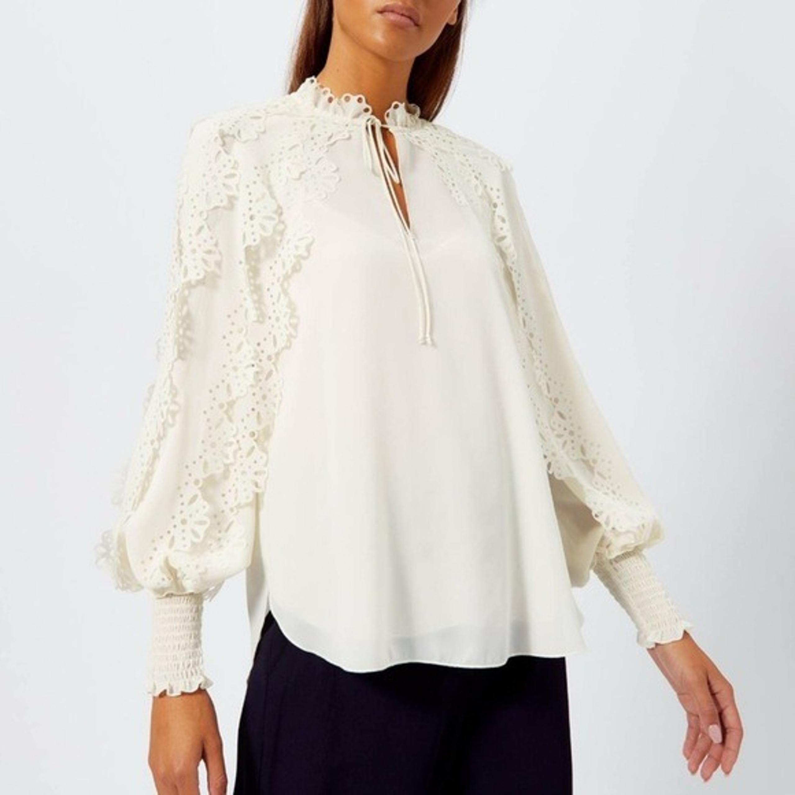 See By Chloe Whisper White Laser Cut Floral Trim Top - 44