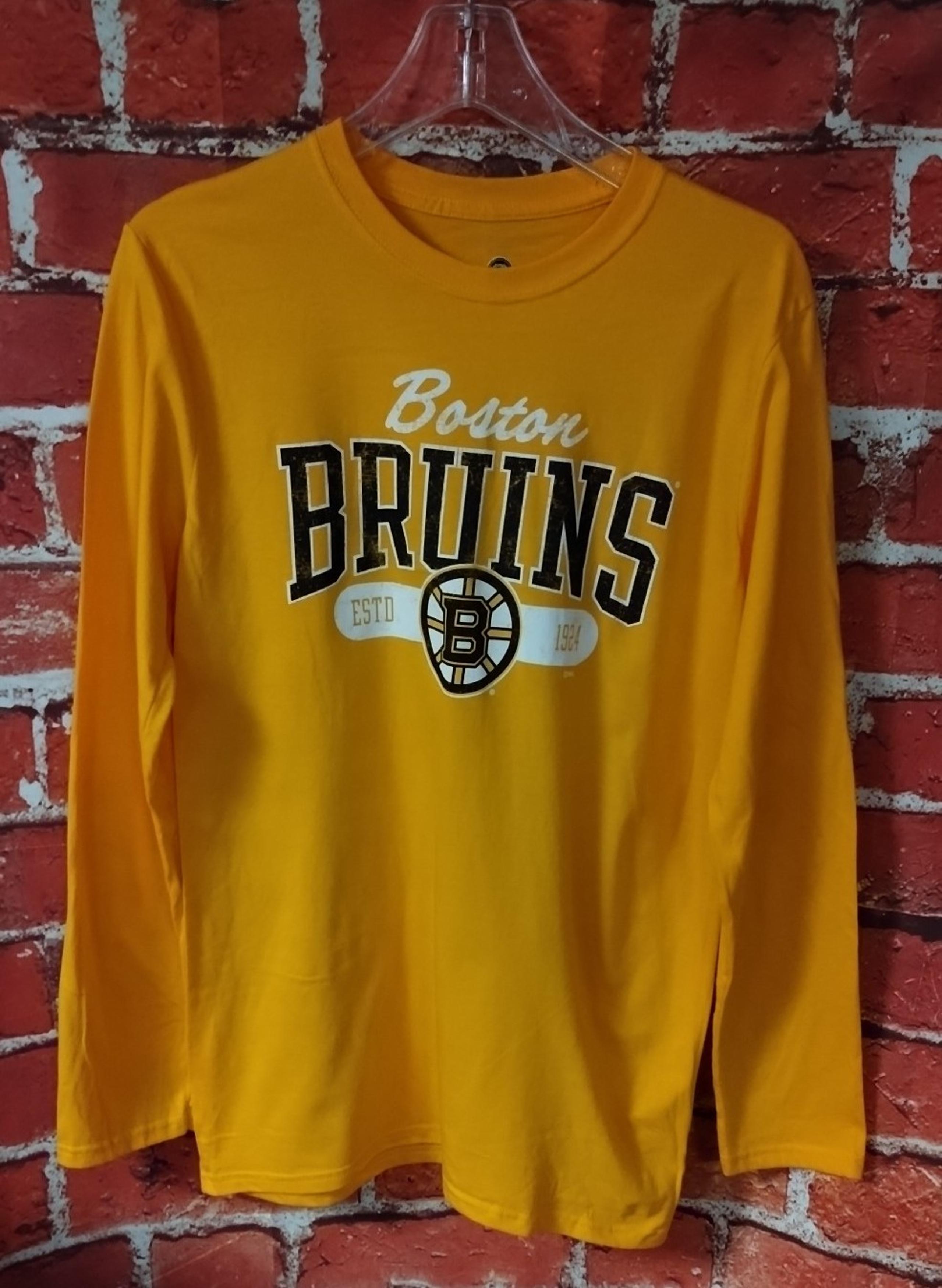 Boston Bruins T Shirt Men's NHL Ice Hockey Team Medium Yellow Long Sleeve Tee