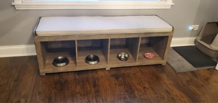 Rustic Farmhouse 4 Cube Organizer Storage Bench **Brand New**