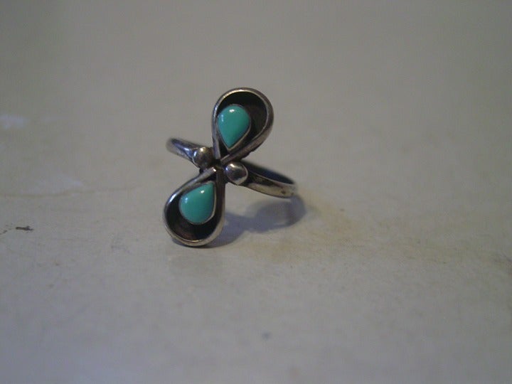 Vintage Sterling Turquoise Ring Size 6 1/2
