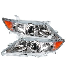 Left & Right Headlights Camry Sedan Chrome Clear Reflector