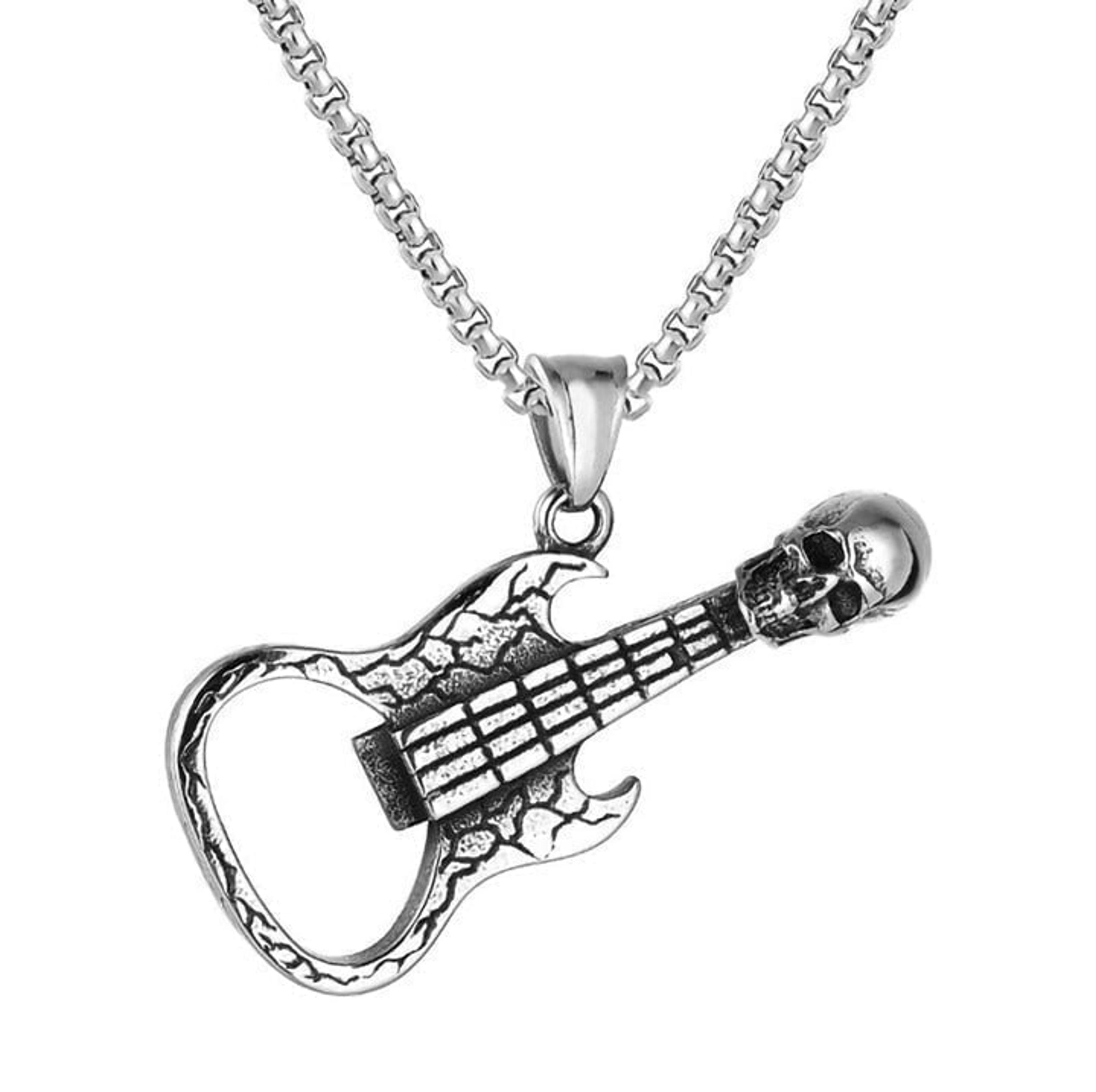Music Lover Stainless Steel Guitar Necklace , N90201P102