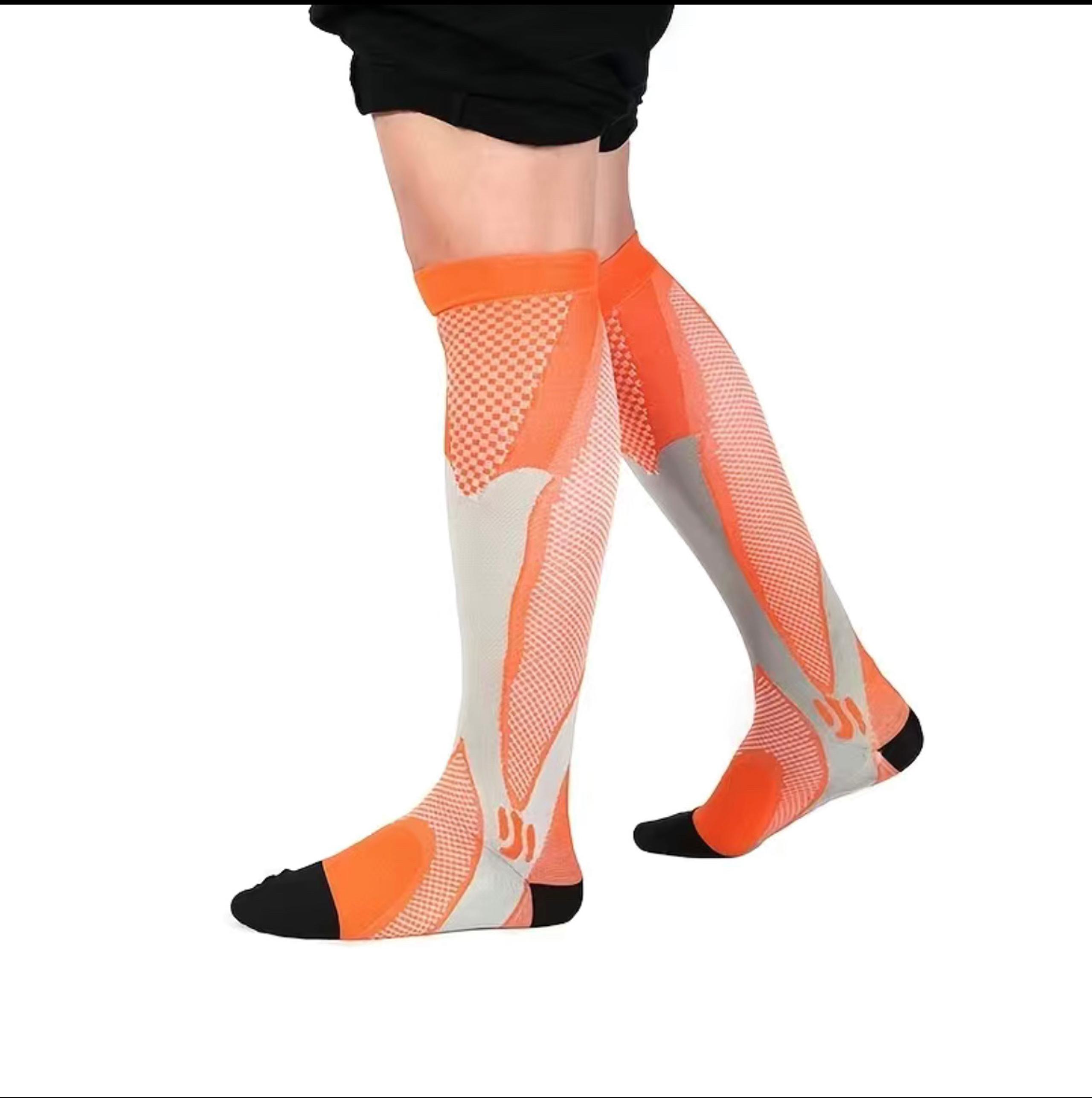 Men’s & Women’s 1 Pair Orange Compression ,varicose veins, Athletic Socks L/XL