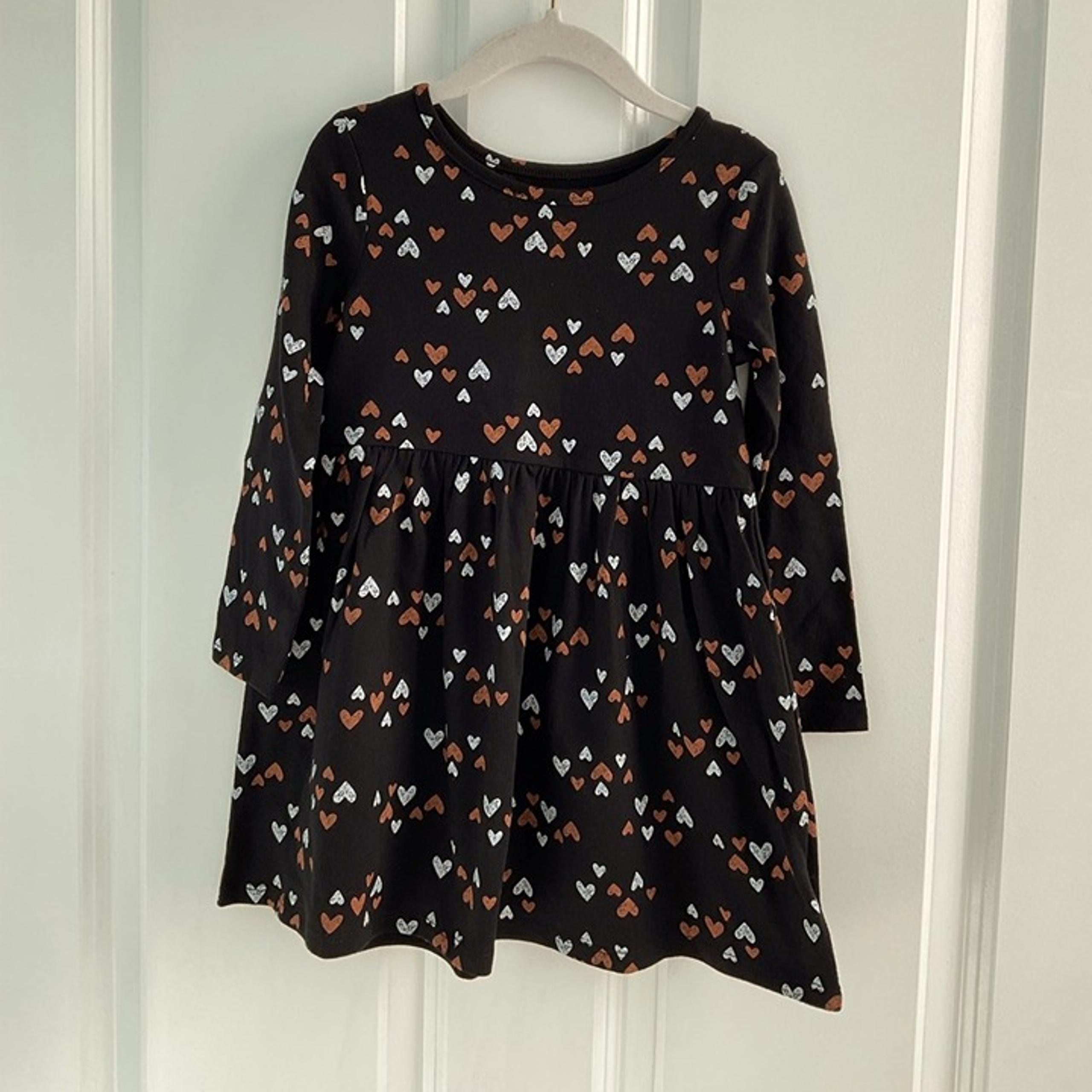NWT Girls Cat & Jack Heart Patterned Black Dress