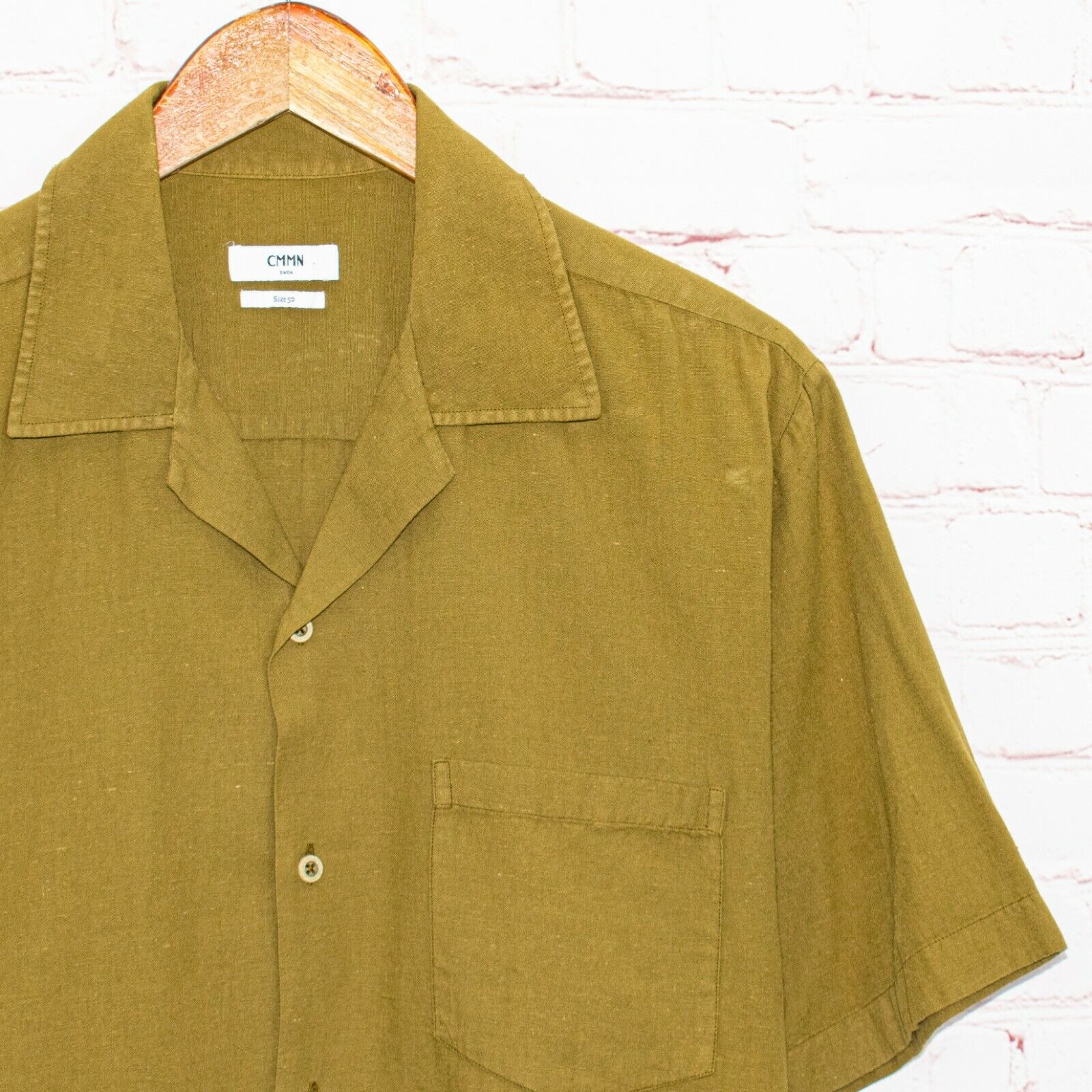 CMMN SWDN Short Sleeve Camp Shirt Military Brown Men's Size 50