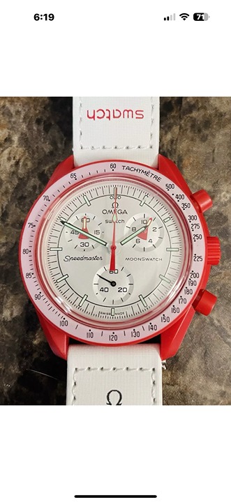 Authentic OMEGA X SWATCH Bioceramic MoonSwatch Mission to Mars SO33R100 Full Set