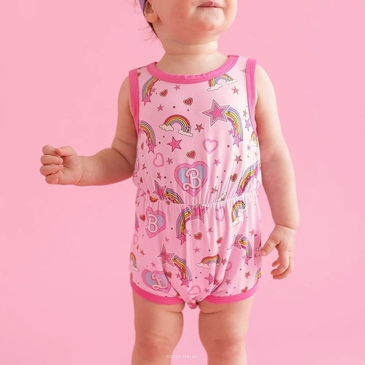 NWT Posh Peanut Barbie Star Power Varsity Bubble Romper Size 2T