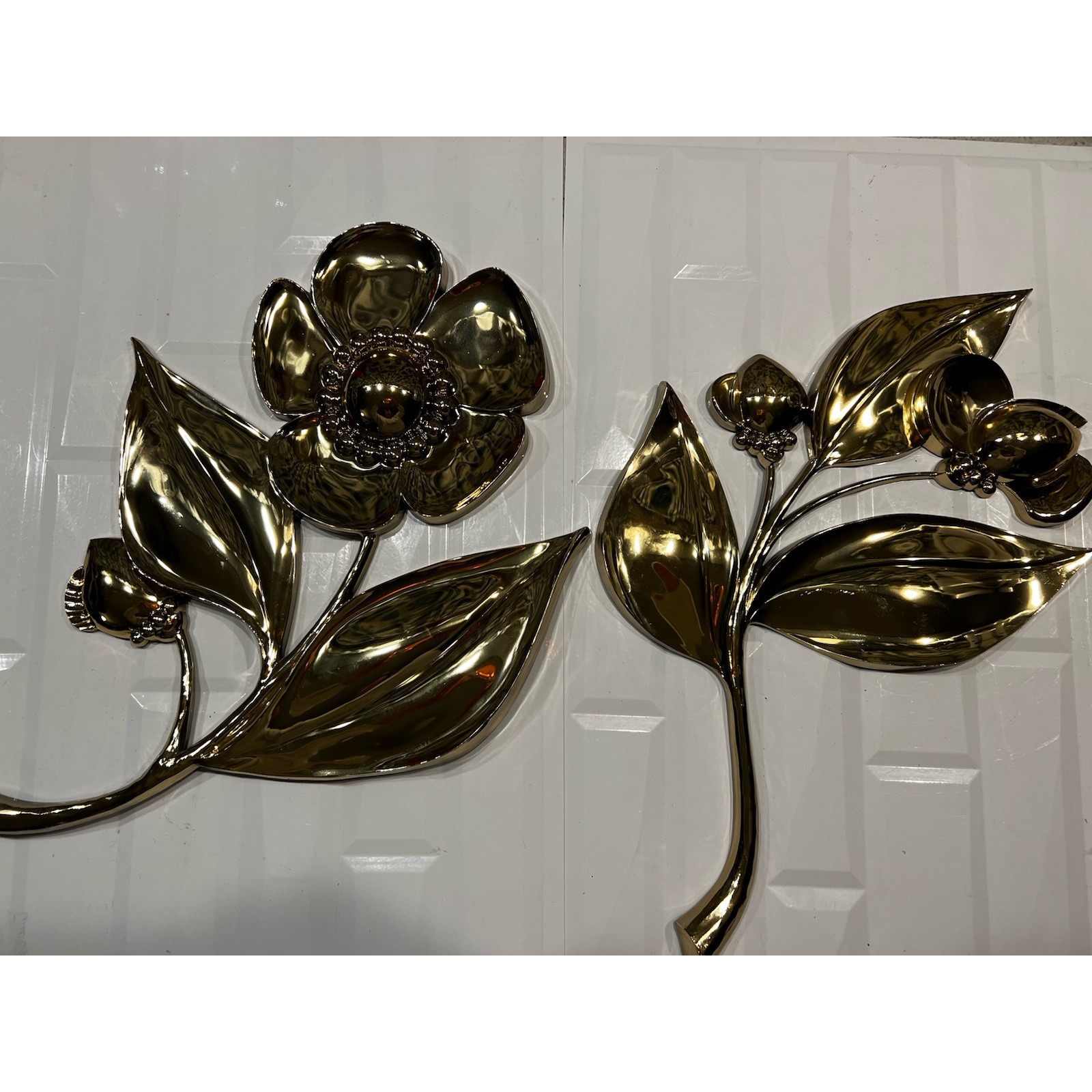 Vtg Large Pair Gold Syroco Poppy Flower Wall Hanging Decor 1964 Mid Century 7444
